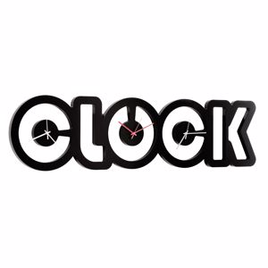 Picture of Grande orologio da parete moderno laccato nero scritta clock