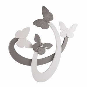 Show details for Grande orologio design moderno da parete per soggiorno 90x90 farfalle bianche tortora Picture of Grande orologio design moderno da parete per soggiorno 90x90 farfalle bianche tortora