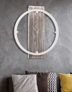 Show details for Grande orologio da parete design moderno decorativo argento bianco avorio Picture of Grande orologio da parete design moderno decorativo argento bianco avorio