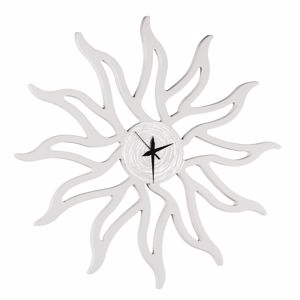 Picture of Big wall clock sun 80cm ivory and silver foil decorated