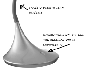 Picture of Lampada da scrivania moderna led 3000k flessibile grigio lucido