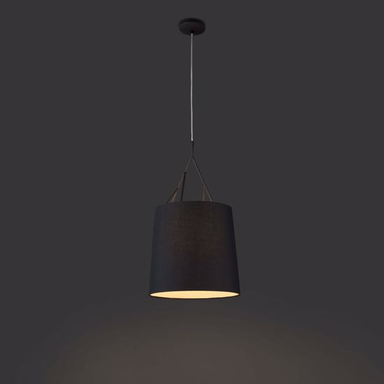 Tree pendant light in black fabric lampshade modern design