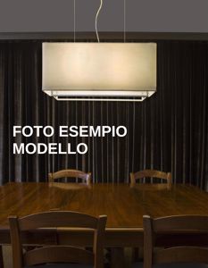 Picture of Lampada moderna a sospensione rettangolare per tavolo soggiorno tessuto beige