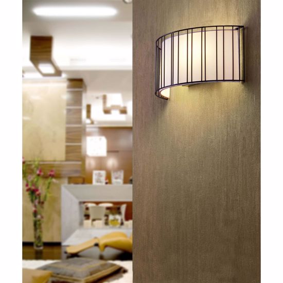 Picture of Faro linda wall lamp black metal with white shade
