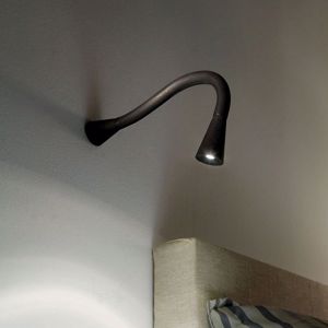 Linea light snake led bedside wall lamp 42cm ø7cm black