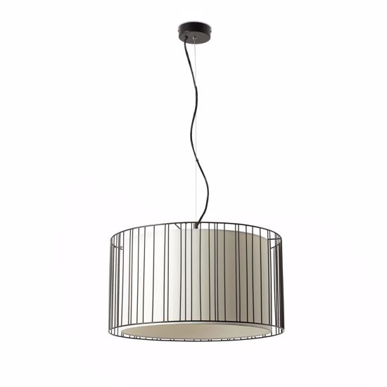 Picture of Faro linda suspension in black metal and shade in white fabric