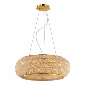 Picture of Ideal lux pasha pendant lamp crystals 55cm 10 lights gold
