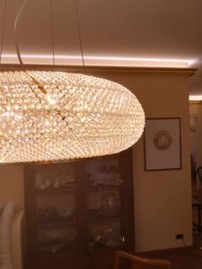 Picture of Ideal lux pasha pendant lamp crystals 55cm 10 lights gold