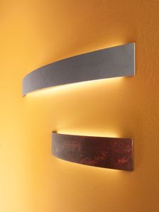 Linea light curvè led wall lamp 40cm 15w brown corten