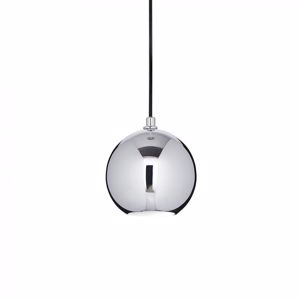Ideal lux mr jack sp1 small chrome pendant light of sphere shape above island kitchen
