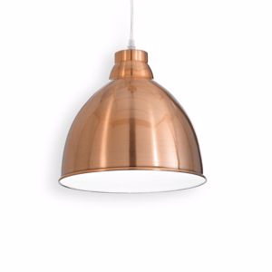 Picture of Small copper vintage pendant light of sphere shape above island kitchen ideal lux mr jack sp1