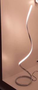 Mantra nur silver xl led floor lamp dimmer ultra modern silver design 22w 3000k