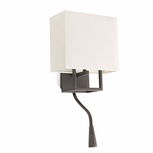 Faro vesper brown bedside led wall lamp with beige shade