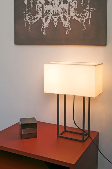 Faro vesper white table lamp with beige shade