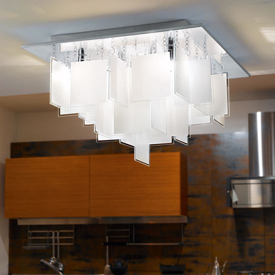 Picture of Eglo condrada modern big ceiling lamp square white glass