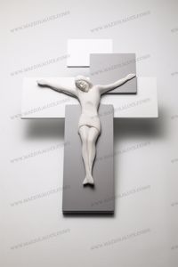 Picture of Crocifisso da parete 42x30 legno grigio cristo bianco