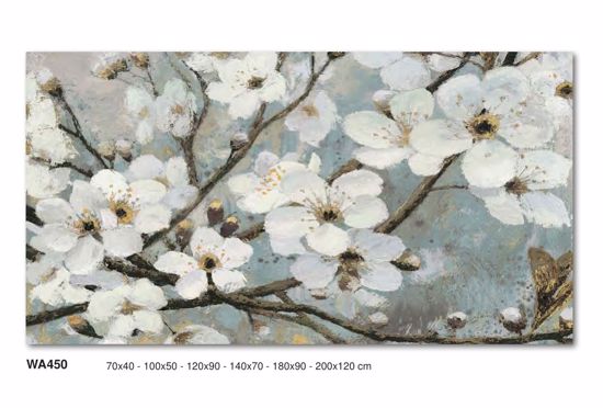 Picture of Wall artwork white flowes print on canvas 100x50
