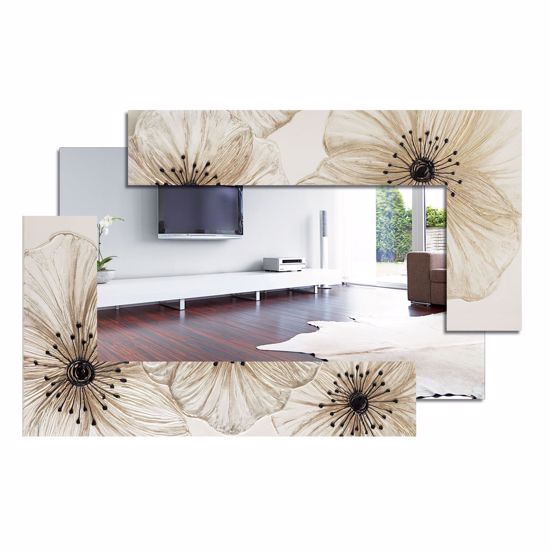 Picture of Pintdecor petunia scomposta piccola wall mirror horizontal/vertical hanging with embossed resin ivory coloured