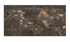 Picture of Manie world map faux-leather canvas 180x90