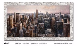 Picture of Wall artwork skyscrapers print on canvas 100x50 satin silver frame