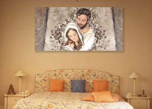 Picture of Contemporary art above bed sacred family 100x50