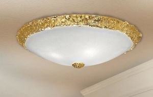 Picture of Lam export ceiling lamp cm40 in white and gold leaf glass