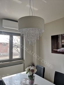 Picture of Antea luce glitter pendant lamp ø55 white textile with crystals