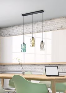 Picture of Lampada da cucina a sospensione moderna tre vetri colorati