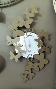 Picture of Orologio farfalle da parete design moderno metallo vetro beige