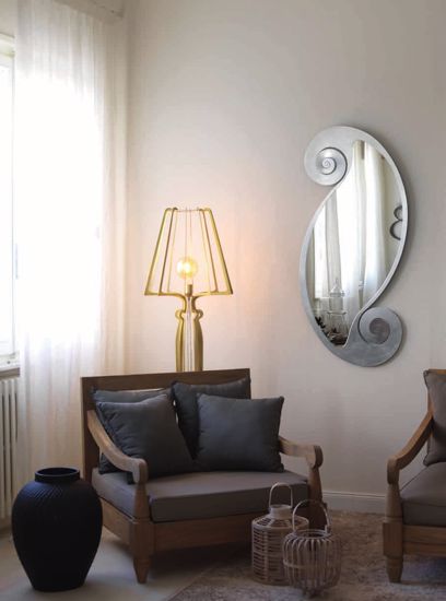 Arti e mestieri circe oval wall mirror silver modern design
