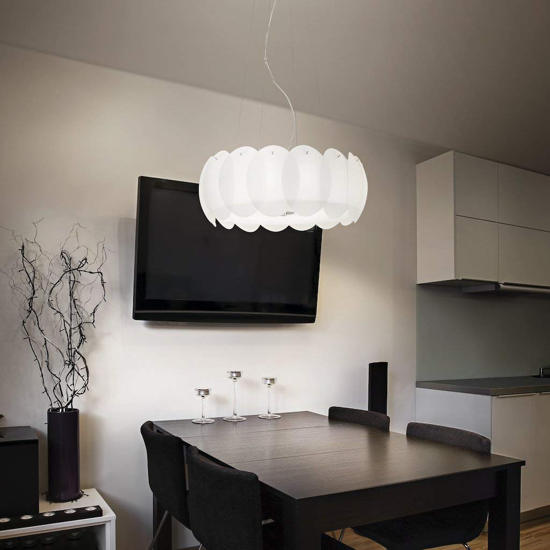Picture of Ideal lux ovalino sp5 modern design pendant light white glass 