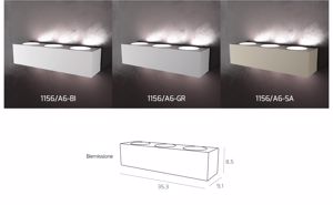 Picture of Grande applique led 6 luci bianco rettangolare biemissione