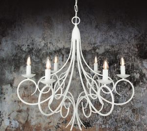Picture of Lampadario classico metallo bianco opaco 6 luci per salotto soggiorno