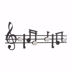 Show details for Note musicali appendiabiti nero da parete moderno Picture of Note musicali appendiabiti nero da parete moderno