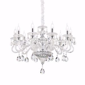 Picture of Grande lampadario classico 8 bracci in cristallo trasparente e pendenti molati