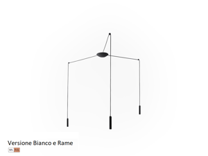 Picture of 2nights stilnovo lampada moderno a sospensione tre luci led per ufficio bianco e rame