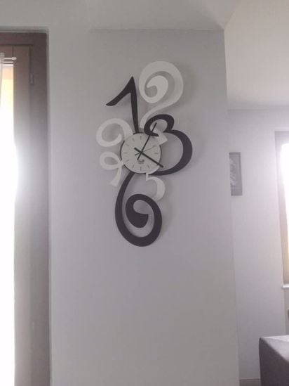 Picture of Arti e mestieri truciolo wall clock modern art black-white chippins