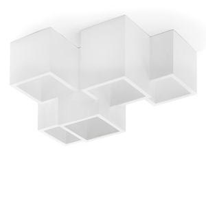 Picture of Plafoniera squadrata design moderna cubi gesso bianca