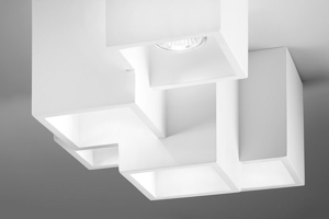 Picture of Plafoniera squadrata design moderna cubi gesso bianca