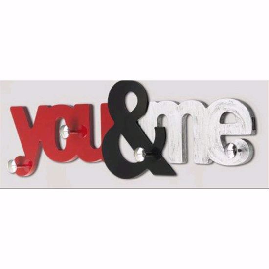 Picture of Pintdecor you & me wall coat hanger modern design original shape ruby chocolate and white coloured