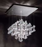 Affralux squared pendant light crystals waterfall and chrome metal
