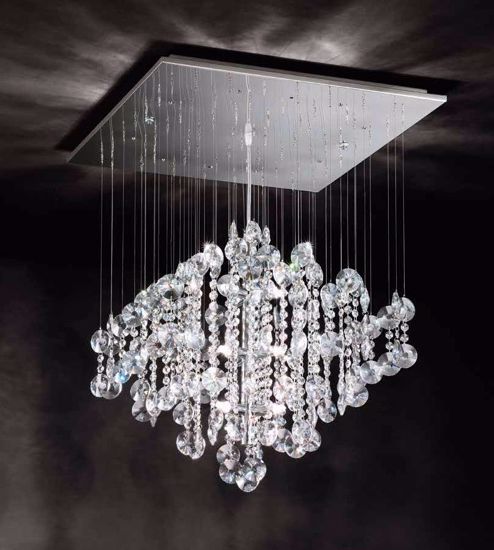 Picture of Affralux squared pendant light crystals waterfall and chrome metal