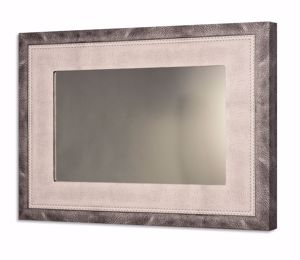 Picture of Specchio da parete su tela 80x60 effetto cuoio chiaro arredo