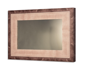 Picture of Specchio da parete tela effetto cuoio scuro 80x60 per ingresso arredamento