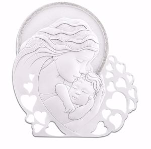 Picture of Quadretto capezzale 31x29 bianco cuore maternita profilo glitterato