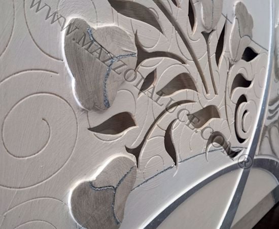 Picture of Artitalia contemporary art above bed glitter and silver leaf
