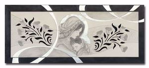 Picture of Artitalia contemporary art above bed mother and child glitter and silver leaf 155x65