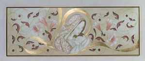 Picture of Art above bed mother and child 155x65 shades of gold with glitter and gold leaf