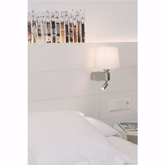 Picture of Faro room wall bedside lamp with double led and white shade