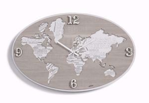 Picture of Orologio da parete planisfero mappa del mondo ovale moderno 70x45